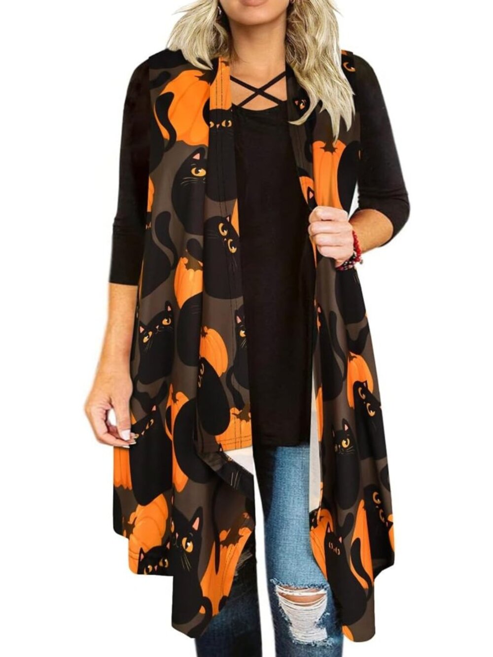 Plus Size Open Front Cardigan for Women - Solid, Star, Plaid & Striped Styles